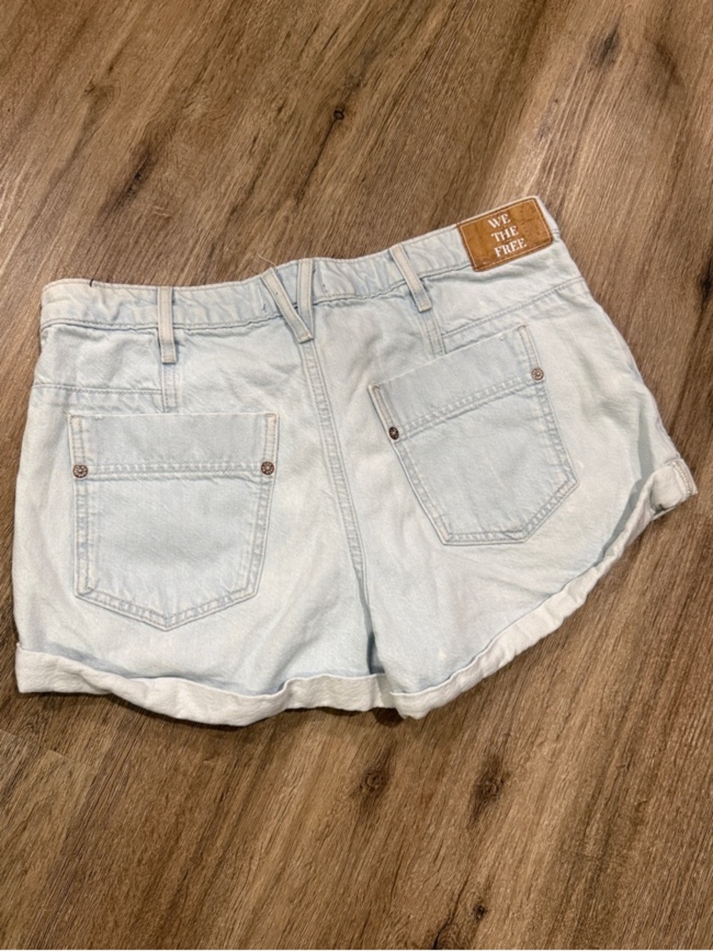 We The Free Pale Blue High-Rise Denim Shorts